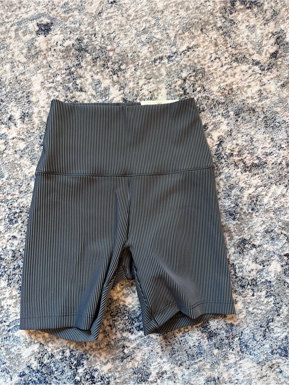 aerie Black Ribbed High-Rise Bike Shorts